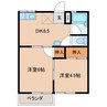 笹川第二ハイツ 2DKの間取り