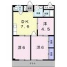 シティハイツ日野陵 3DKの間取り