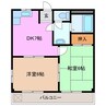 エクセルハイムユウＢ棟 2DKの間取り