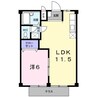 シティハイツ黒宮 1LDKの間取り