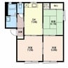 サニーアーク B棟 3DKの間取り