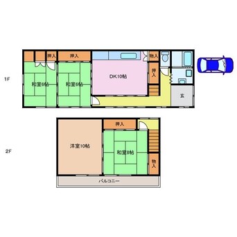 間取図 陽当たり良好な富田浜元町貸家