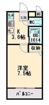 ユーミー東垂坂マンション 1Kの間取り