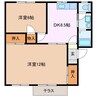 エステート阿倉川Ａ棟 2DKの間取り