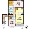 TORISIA　南富田町　A 2LDKの間取り