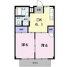 シティハイツポプラ 2DKの間取り