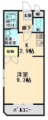 ユーミーマンションクレセール 1Kの間取り