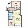 グランドール富田 2LDKの間取り