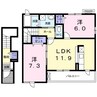 フェリースⅡ 2LDKの間取り