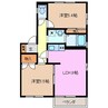 ウッディベル　Ｄ棟 2DKの間取り
