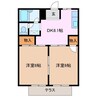シティハイツフォレスト 2DKの間取り