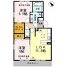 フィオーレ ジャンダルム 2LDKの間取り