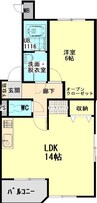 寿光マンション 1LDKの間取り