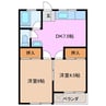パークテラス城北 2DKの間取り
