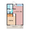 ロイヤルハイツ舞 1LDKの間取り