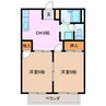 ボナールハウスB棟 2DKの間取り