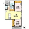 ディーシャンブル日永西 2LDKの間取り