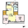 ディーシャンブル日永西 2LDKの間取り