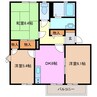笹川ロッジＣ 2LDKの間取り