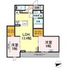 ディーシャンブル日永西 2LDKの間取り
