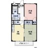SurplusベルスクエアくすⅡ 2DKの間取り