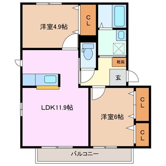 間取図 グラシア城西　A棟