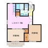 シャトーブランⅡ 2LDKの間取り