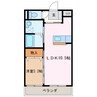 アンジュー 1LDKの間取り