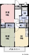 センティヴェール 2DKの間取り