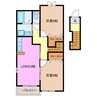 シュープリーム　Ａ棟 2LDKの間取り