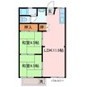 石津ハイツ 2LDKの間取り