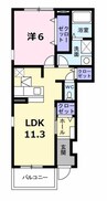 クラージュ　Ｅ棟 1LDKの間取り