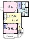 カーサ・エテルノ　Ｂ棟 2DKの間取り