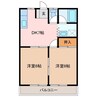 フラワーハイツ 2DKの間取り