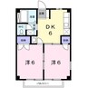 ファミール大口　Ａ棟 2DKの間取り