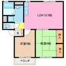 ハイツブルー長島D 2LDKの間取り