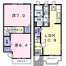 ブーゲンビレア　ヒカル 2LDKの間取り