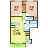 アーク　クレール 2LDKの間取り