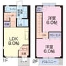 愛知高速交通東部丘陵線<リニモ>/藤が丘駅 徒歩13分 1-2階 築22年 2LDKの間取り