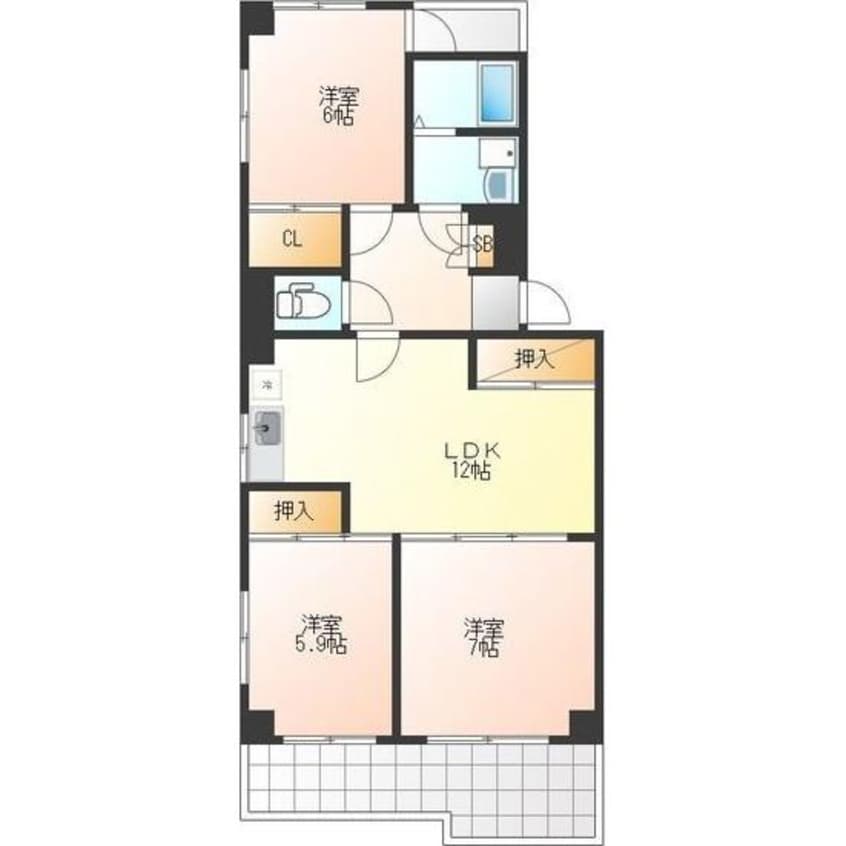 間取図 名古屋市営地下鉄東山線/上社駅 徒歩8分 3階 築42年