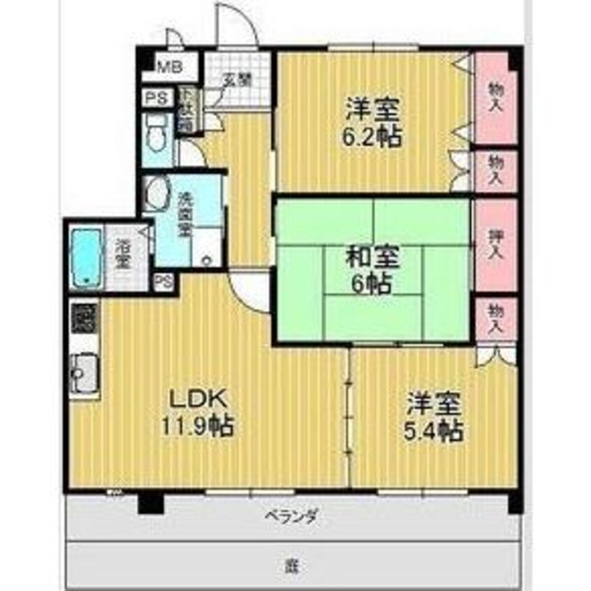 間取図 名古屋市営地下鉄鶴舞線/赤池駅 徒歩29分 1階 築26年