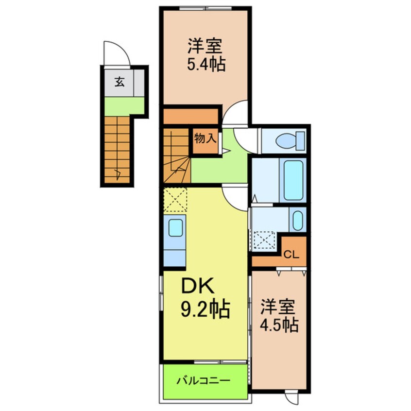 間取図 愛知高速交通東部丘陵線<リニモ>/長久手古戦場駅 徒歩9分 2階 築9年