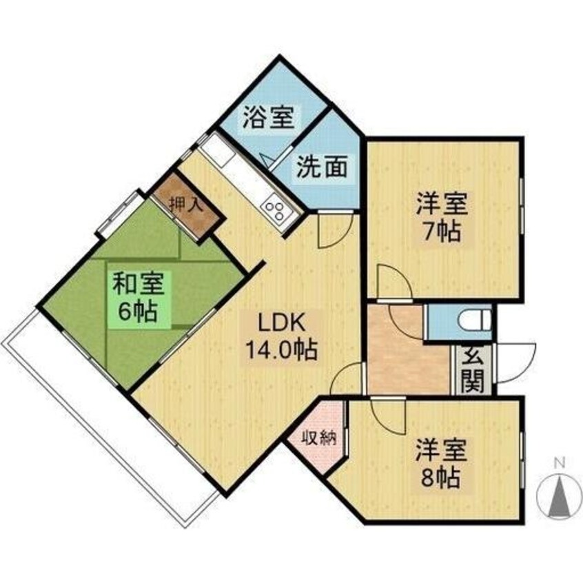 間取図 名古屋市営地下鉄東山線/上社駅 徒歩7分 2階 築36年