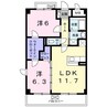 名古屋市営地下鉄東山線/星ヶ丘駅 バス:9分:停歩1分 3階 築21年 2LDKの間取り