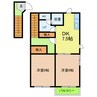 名鉄豊田線/日進駅 徒歩16分 2階 築20年 2DKの間取り