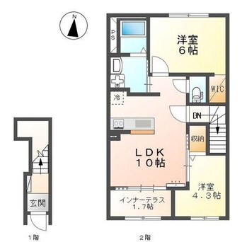間取図 愛知高速交通東部丘陵線<リニモ>/はなみずき通駅 徒歩25分 1-2階 建築中