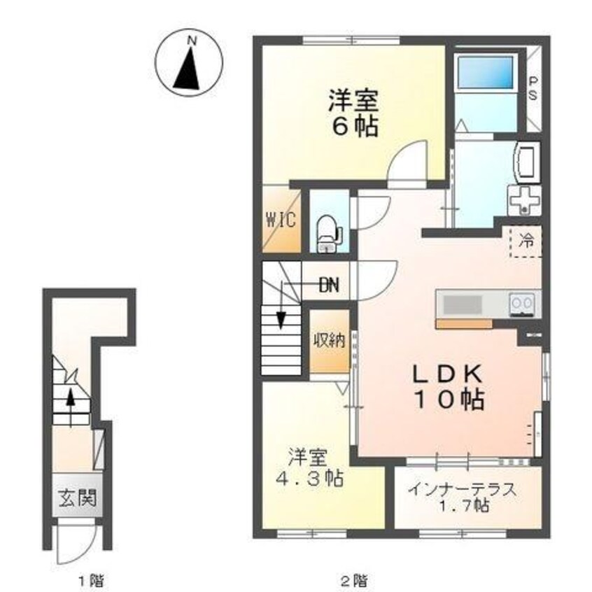 間取図 愛知高速交通東部丘陵線<リニモ>/はなみずき通駅 徒歩25分 1-2階 建築中
