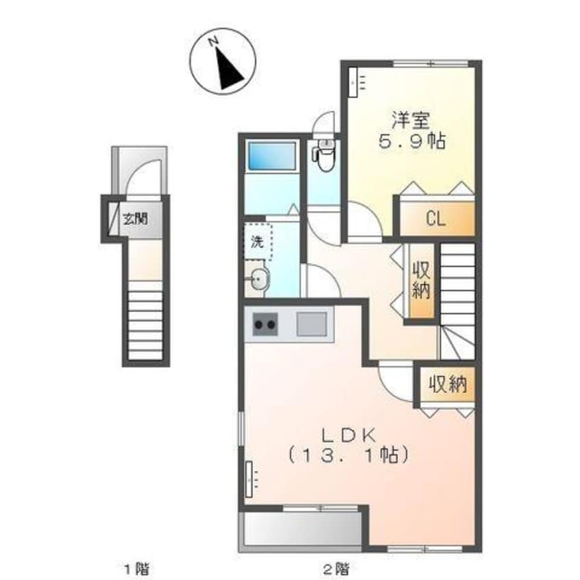 間取図 名古屋市営地下鉄鶴舞線/赤池駅 徒歩22分 1-2階 築11年
