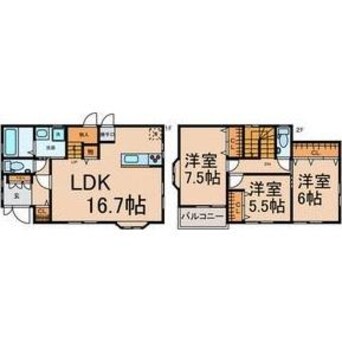 間取図 名古屋市営地下鉄東山線/藤が丘駅 徒歩13分 1-2階 築13年