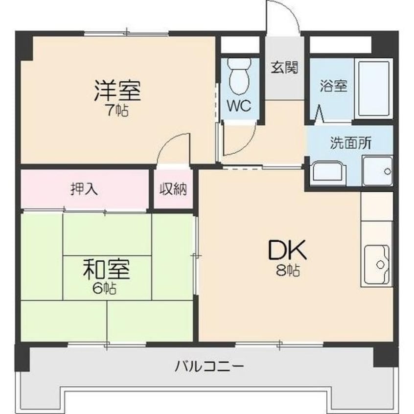 間取図 名古屋市営地下鉄東山線/本郷駅 バス11分「市バス極楽」停下車:停歩2分 2階 築36年
